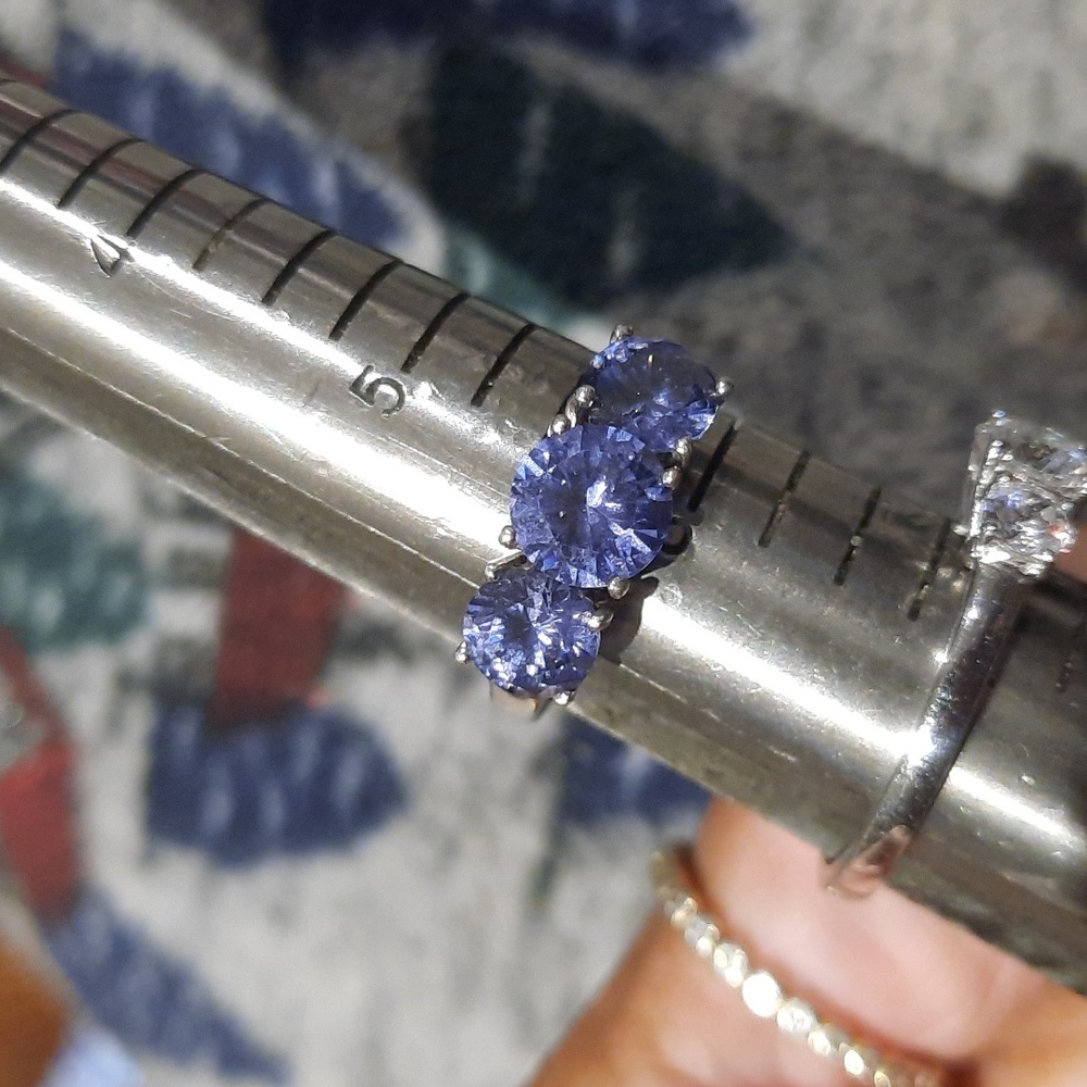 Authentic genuine solid Sterling silver mystic topaz CZ TRINITY RING 5.75